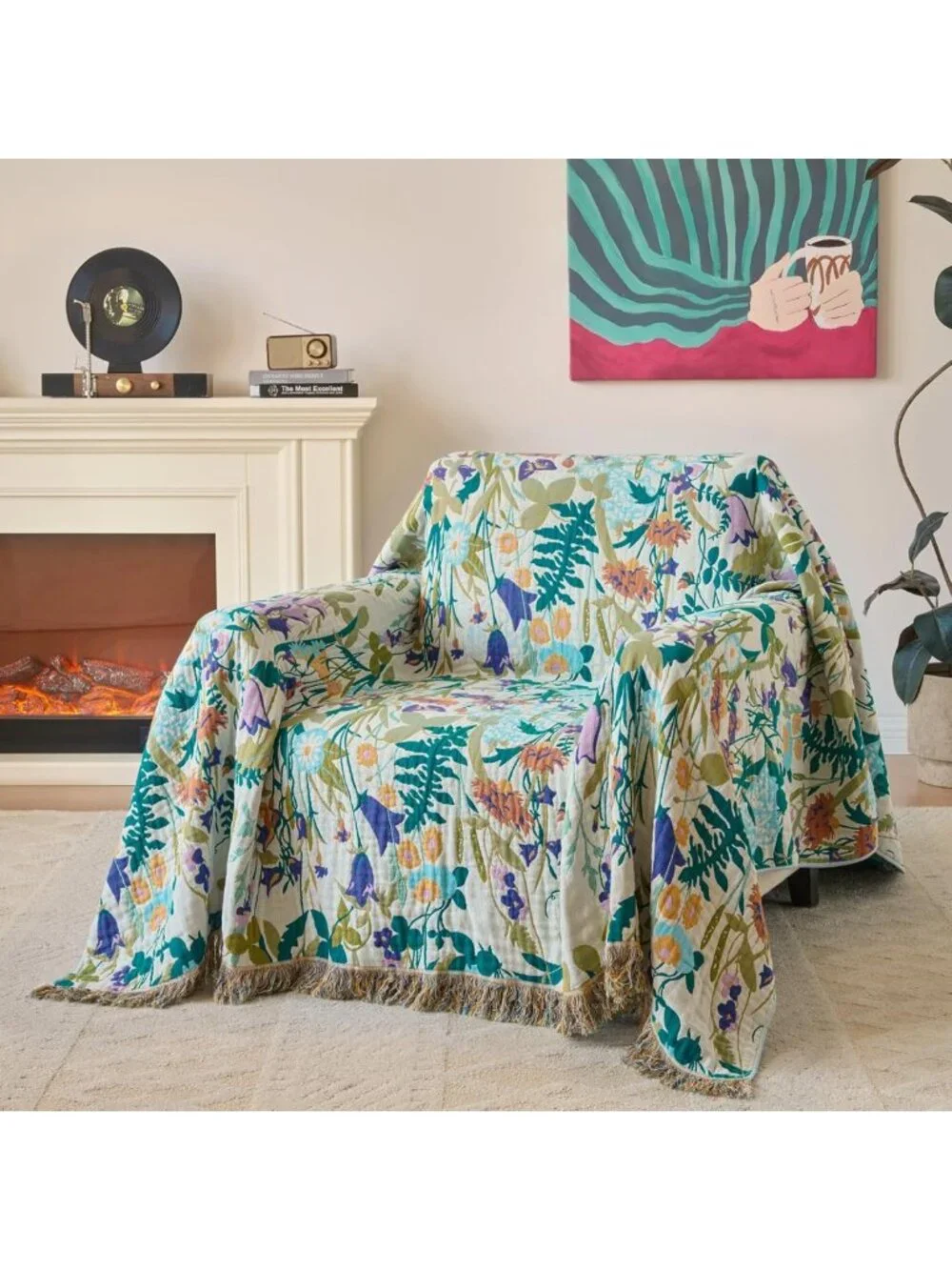 Boho Floral Throw Blanket 50